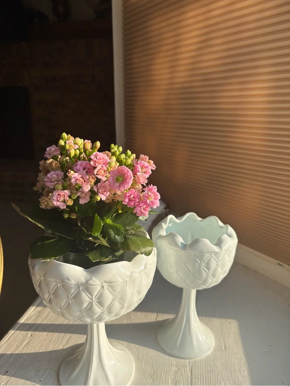 White Pedestal Milk Glass Compotes